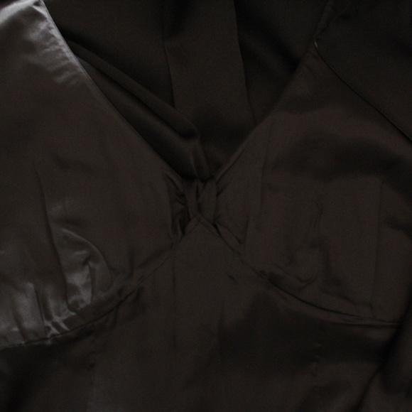 NWT Modern Z by Zelda Black Satin Short Puff Sleeve Dress - Picture 4 of 4